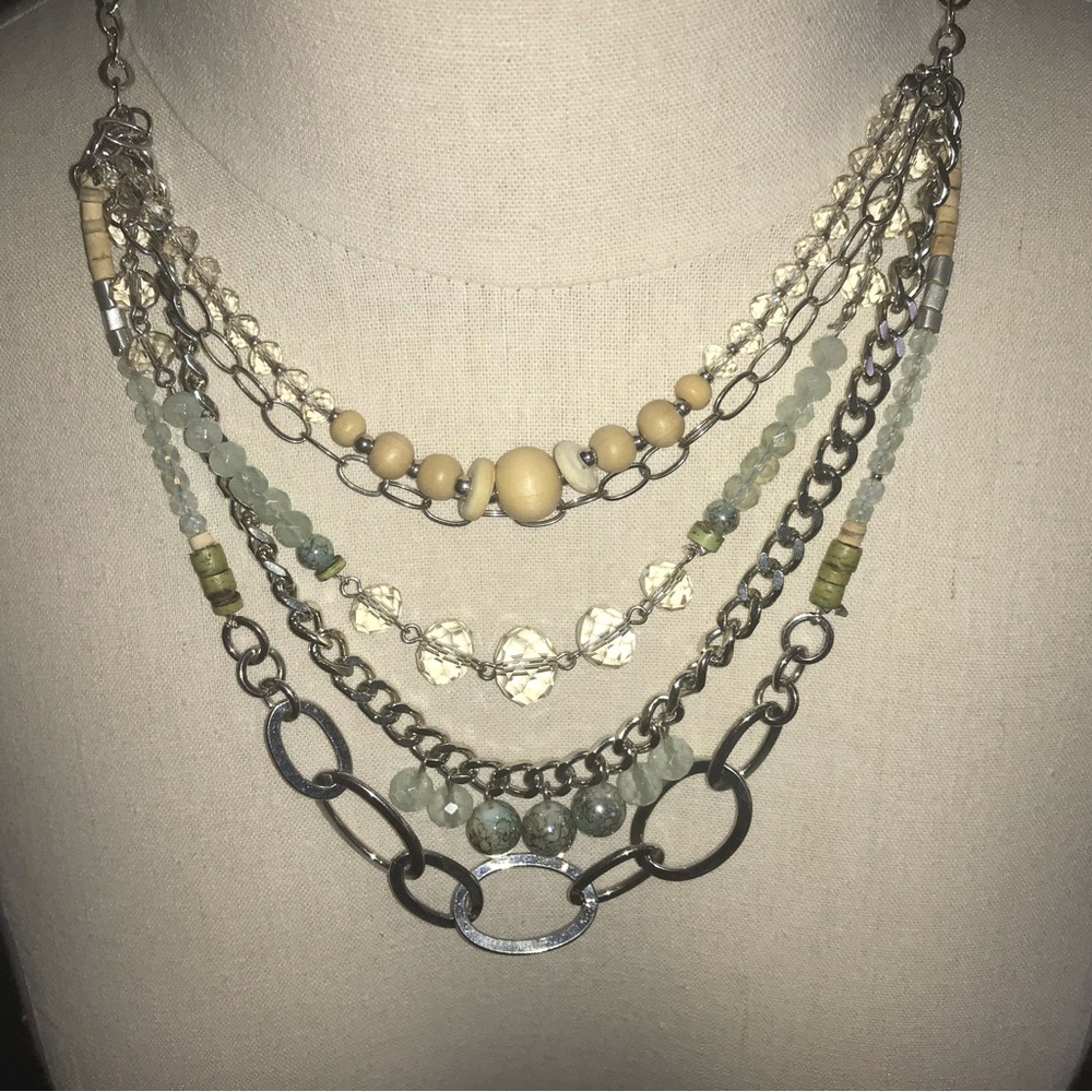 J. Crew Cream and Silver Layered Necklace